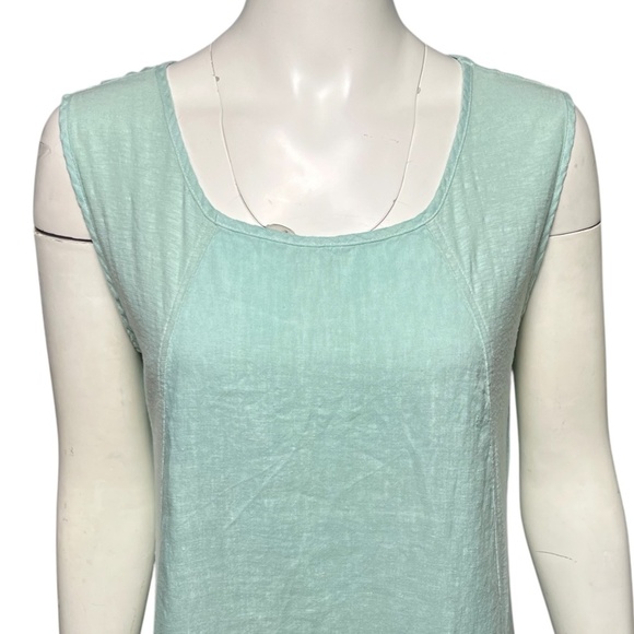 Cut Loose Size Small Sleeveless Shift Dress Linen Cotton Blue Pockets Lagenlook - Picture 2 of 8